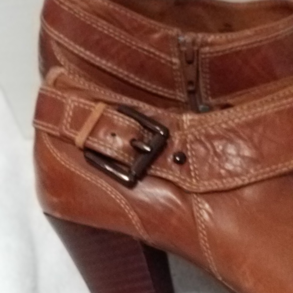 Sofft Tan Leather Buckle Booties Size 7M
